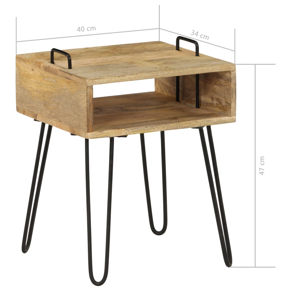 Bedside table solid mango wood 40×34×47 cm