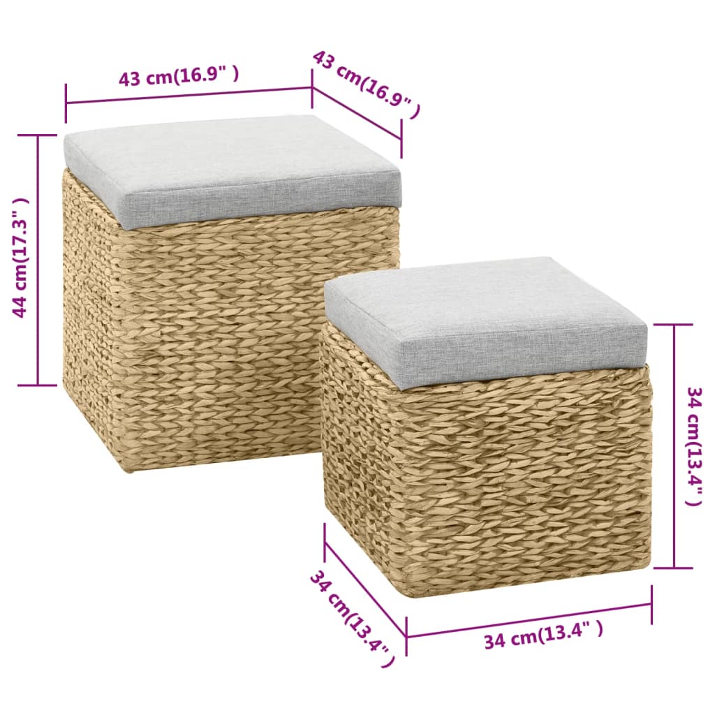 Ottoman-Set 2 Stk. Seegras Grau