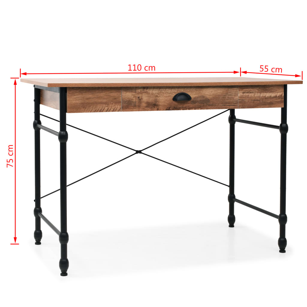 Bureau avec tiroir 110 x 55 x 75 cm couleur chêne