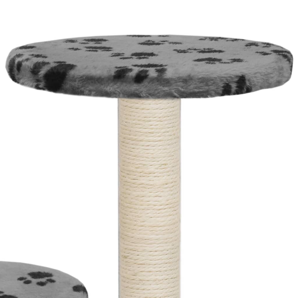 Arbre à chat avec griffoir en sisal 60 cm gris empreinte de patte