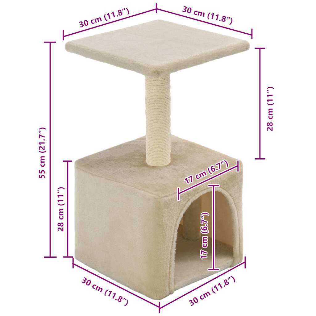 Katzen-Kratzbaum Sisal 55 cm Beige