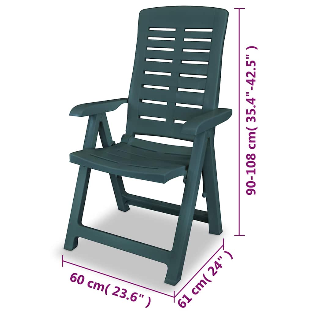 Verstellbare Klappstühle, 4 Stück, Kunststoff, Grün