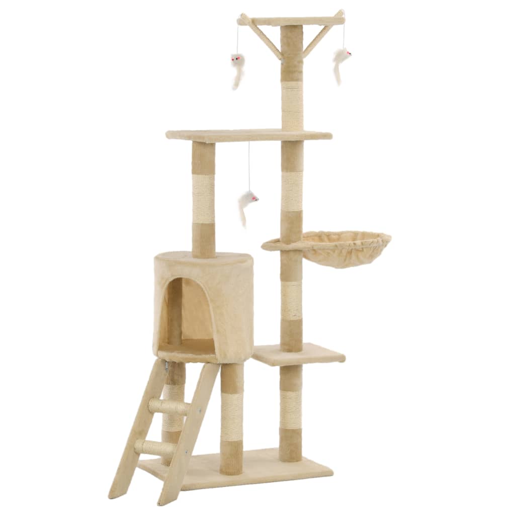 Cat scratching post with sisal posts 138 cm beige