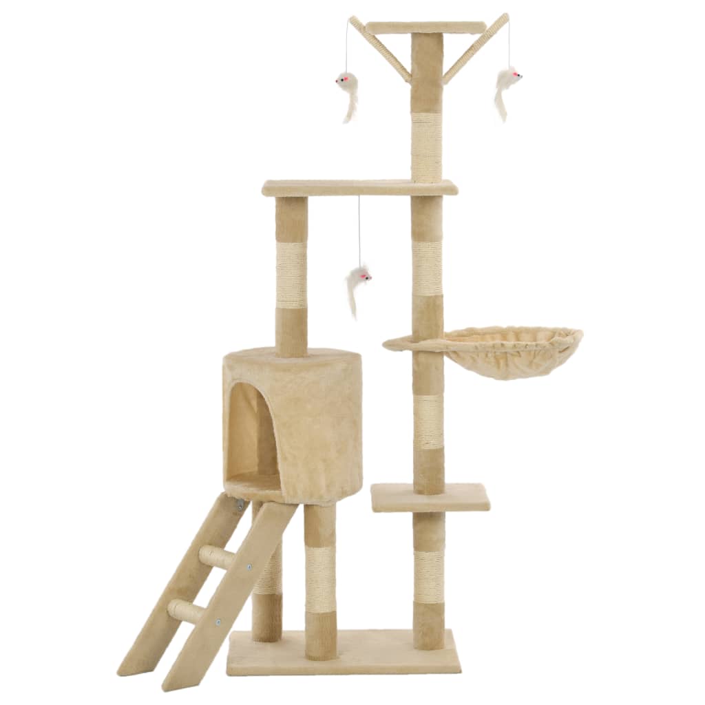 Cat scratching post with sisal posts 138 cm beige