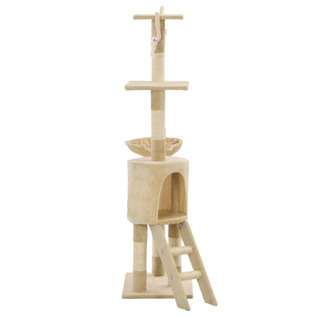 Cat scratching post with sisal posts 138 cm beige