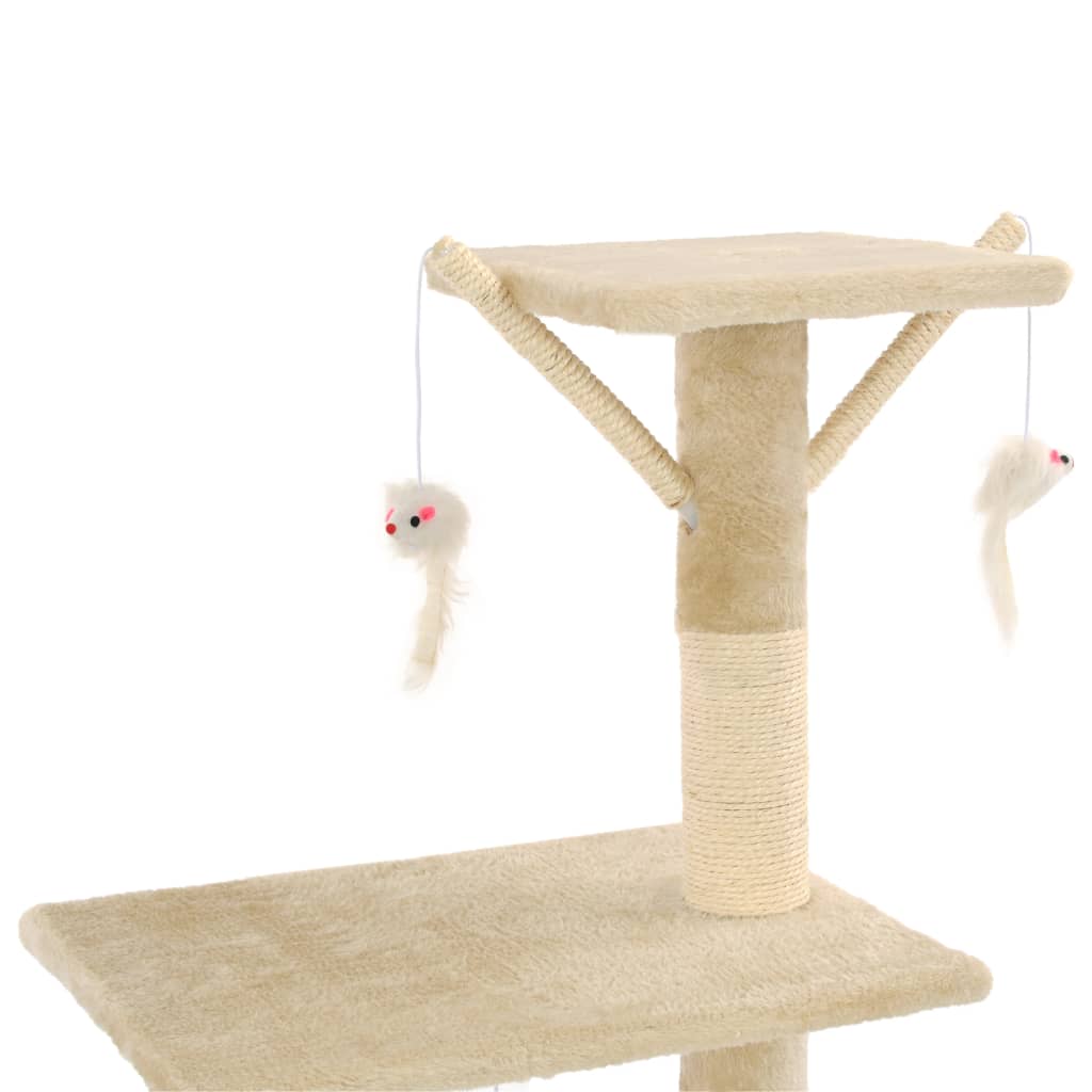 Cat scratching post with sisal posts 138 cm beige