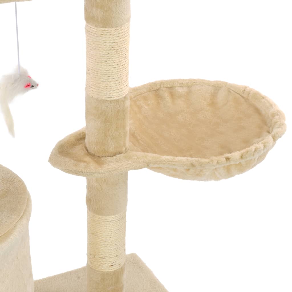 Cat scratching post with sisal posts 138 cm beige
