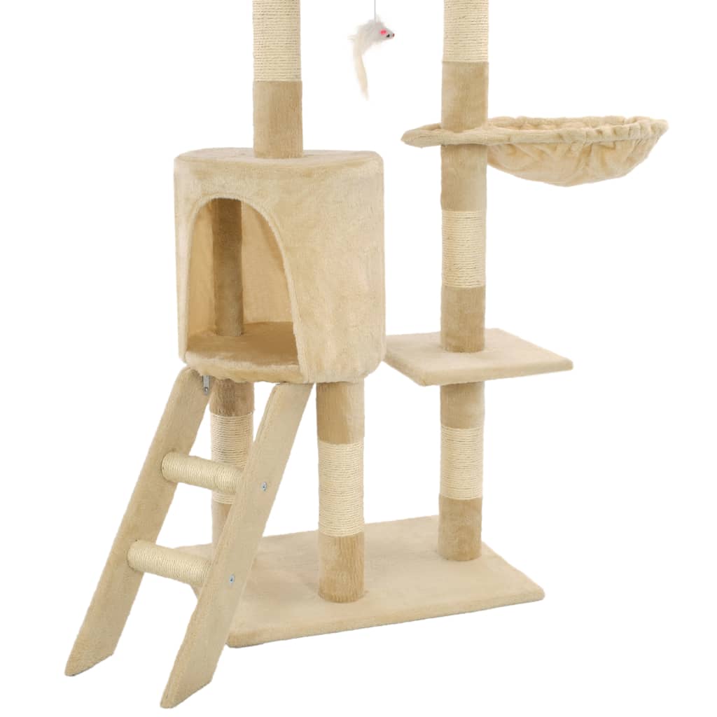 Cat scratching post with sisal posts 138 cm beige