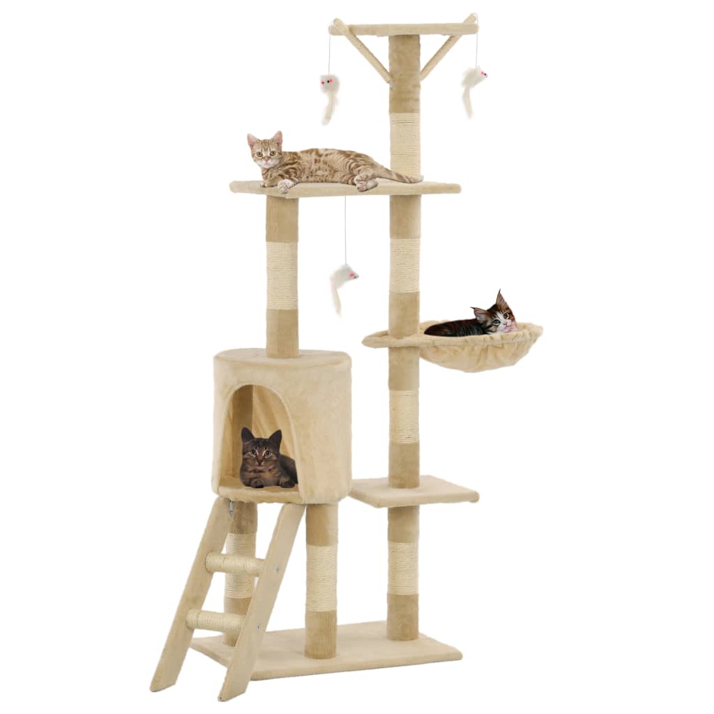 Cat scratching post with sisal posts 138 cm beige