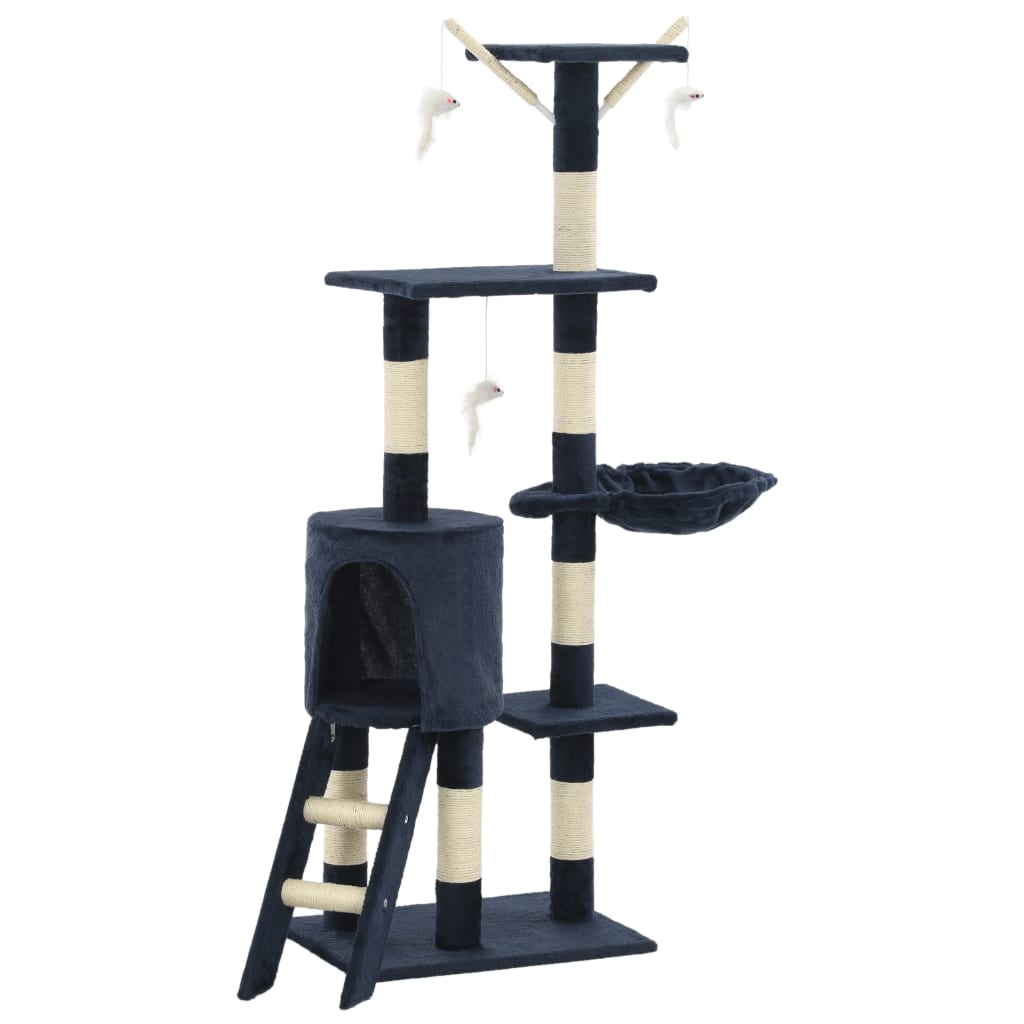 Cat scratching post with sisal posts 138 cm dark blue