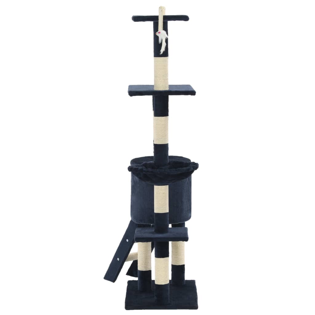 Cat scratching post with sisal posts 138 cm dark blue