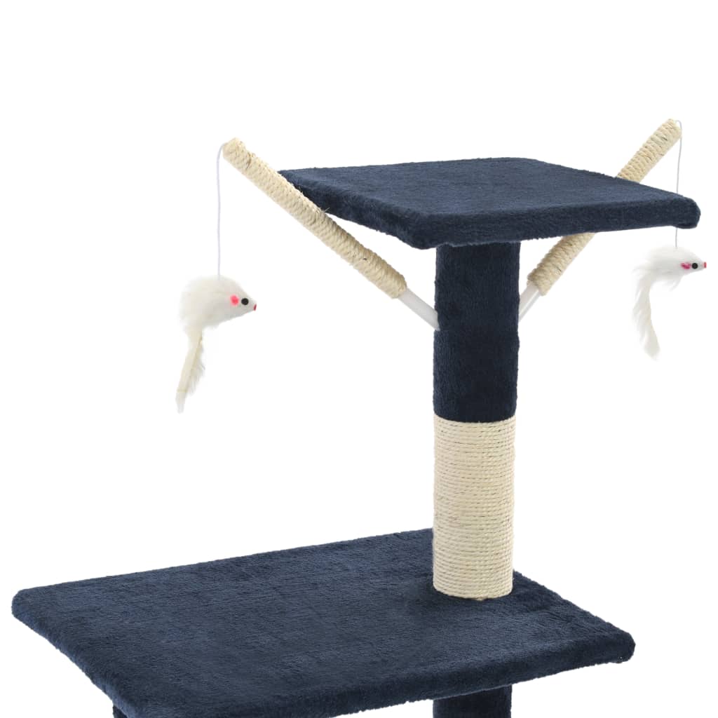 Cat scratching post with sisal posts 138 cm dark blue