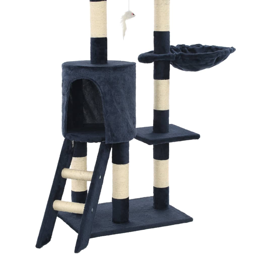 Cat scratching post with sisal posts 138 cm dark blue