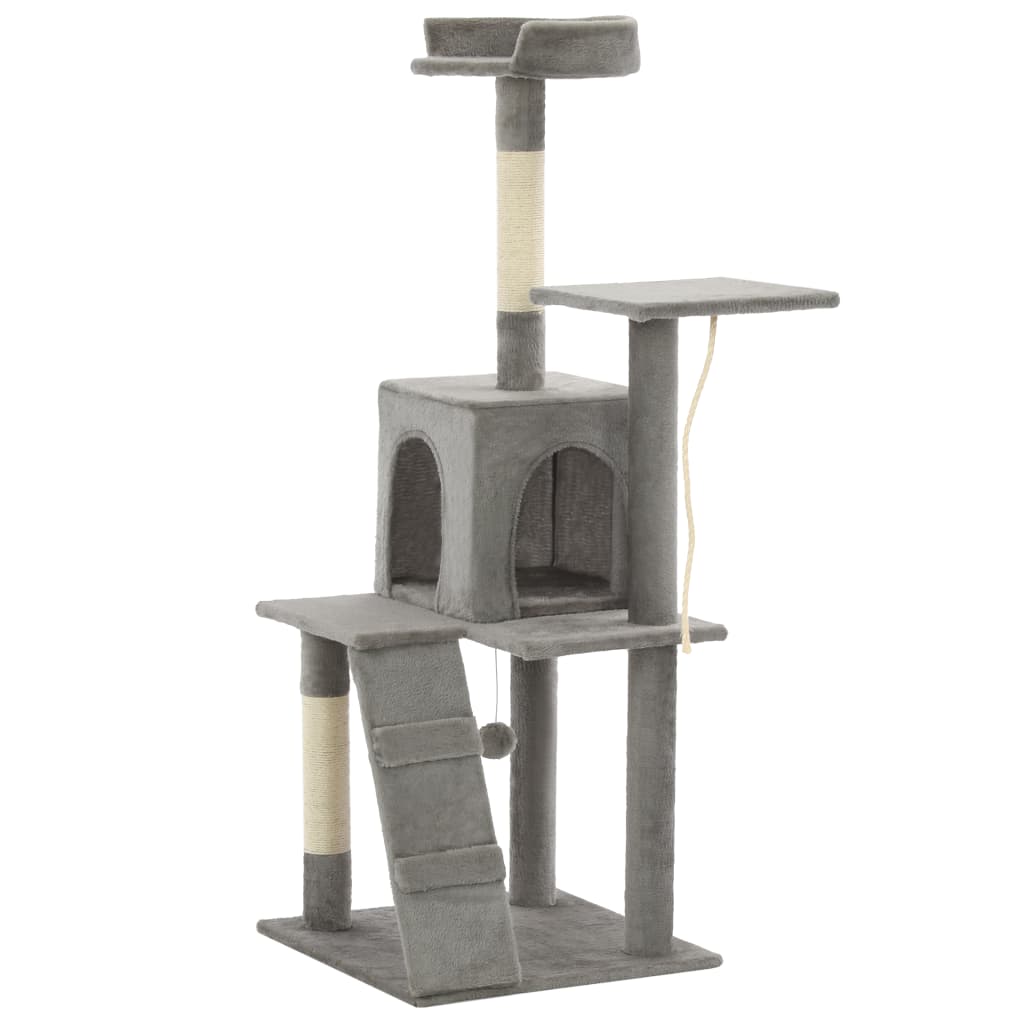 Cat tree with sisal scratching posts 120 cm grey