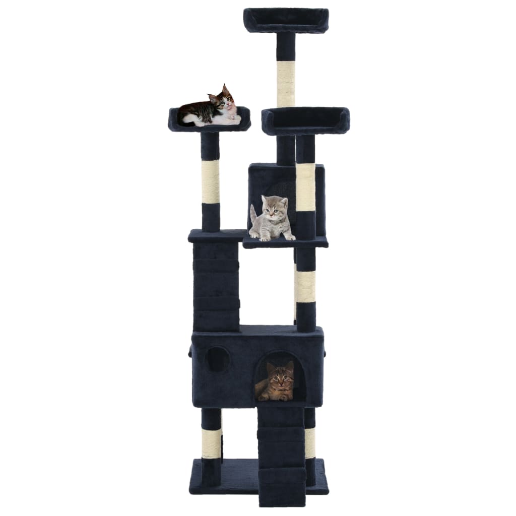 Cat scratching post with sisal posts 170 cm blue
