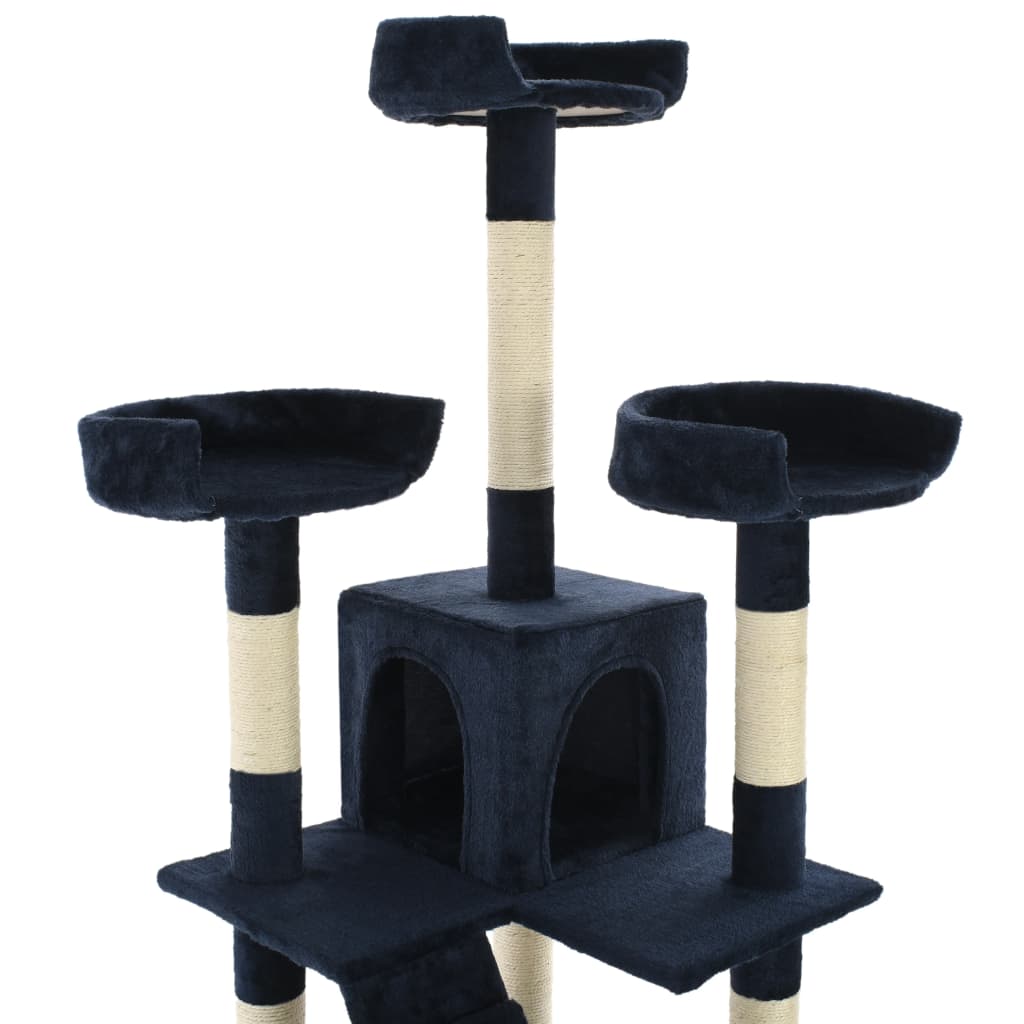 Cat scratching post with sisal posts 170 cm blue