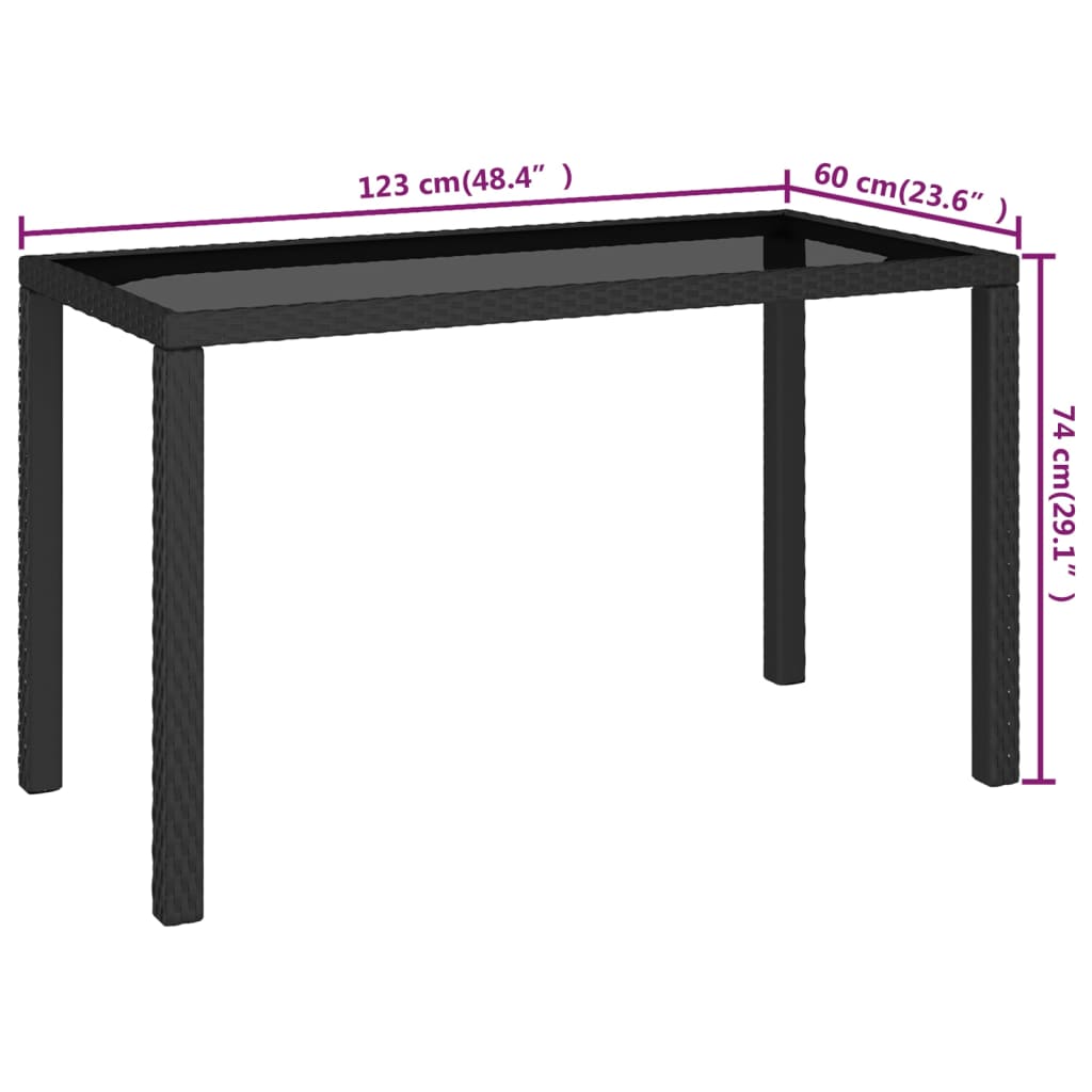 6 pièces. Groupe de repas de jardin avec coussins poly rotin noir