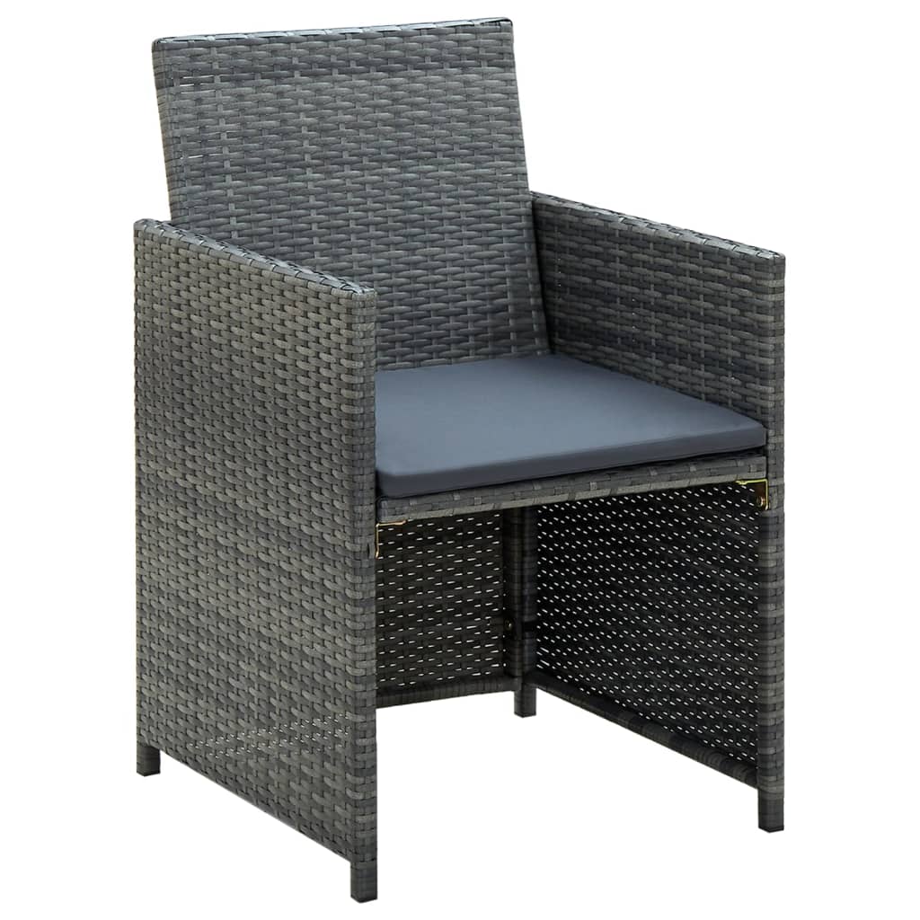 4-tlg. Garten-Lounge-Set mit Auflagen Poly Rattan Grau