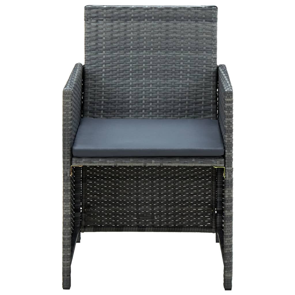 4-tlg. Garten-Lounge-Set mit Auflagen Poly Rattan Grau