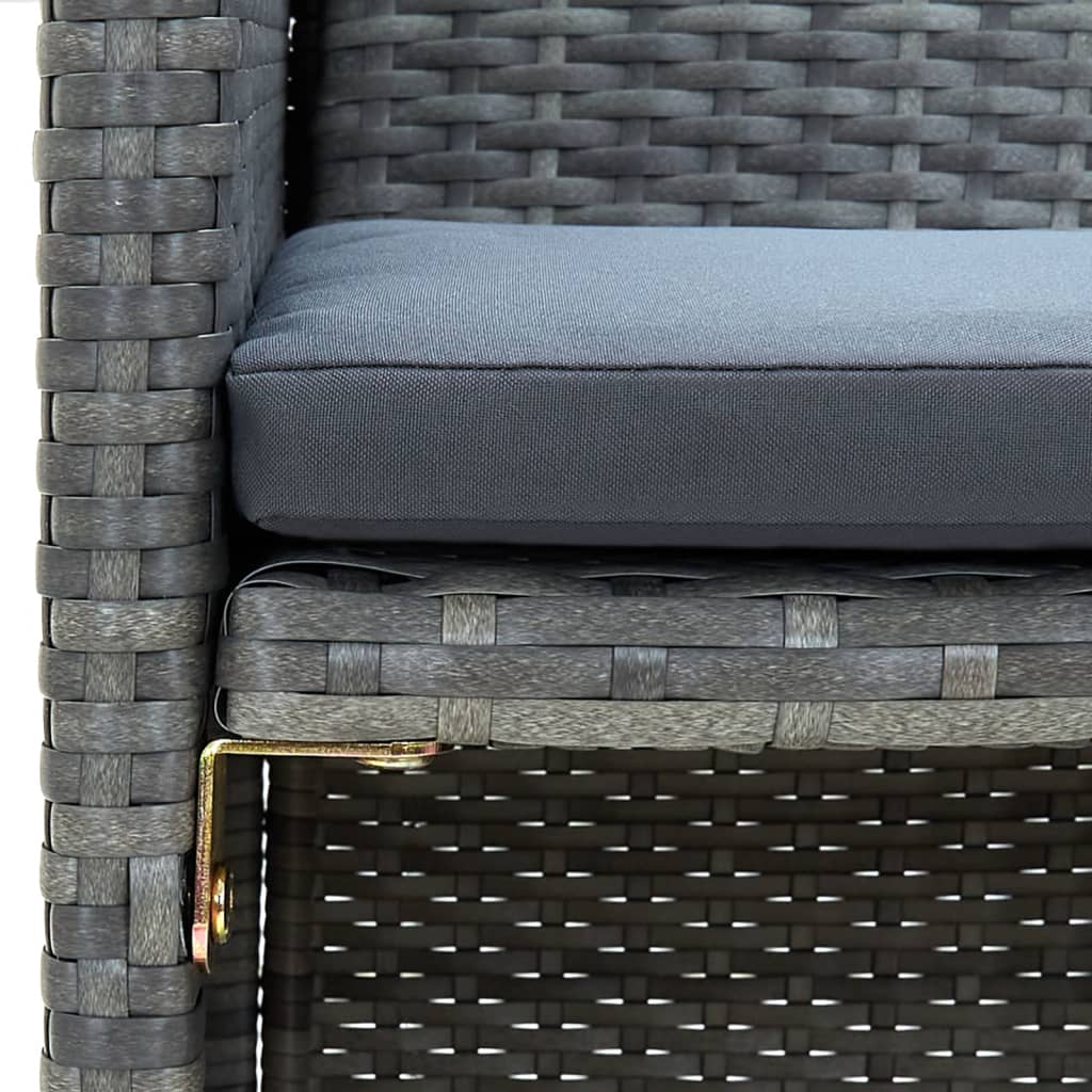 4-tlg. Garten-Lounge-Set mit Auflagen Poly Rattan Grau