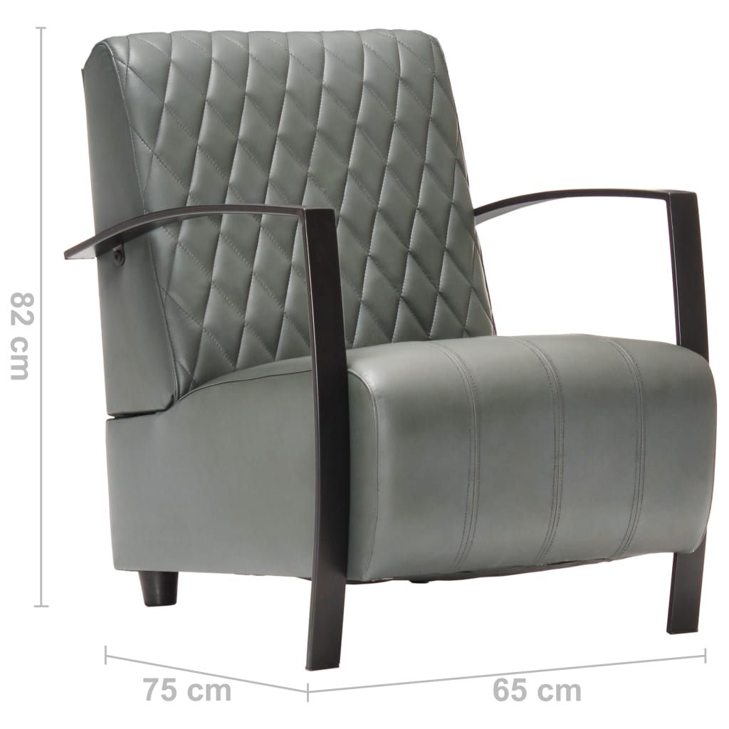 Sessel Grau Echtleder