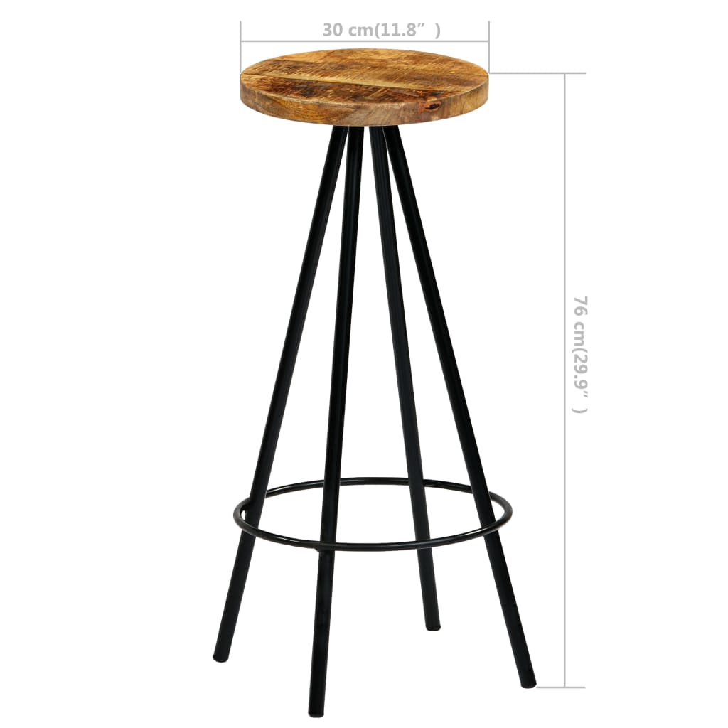 Barhocker 2 Stk. Massivholz Mango