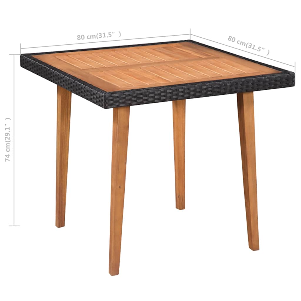 5-tlg. Garten-Essgruppe Poly Rattan Schwarz und Braun