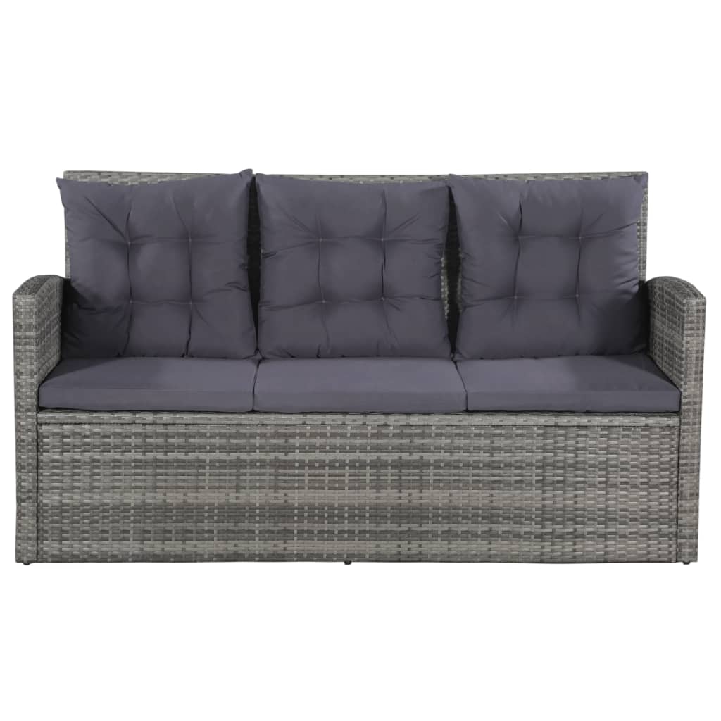 6-tlg. Garten-Lounge-Set mit Auflagen Poly Rattan Grau