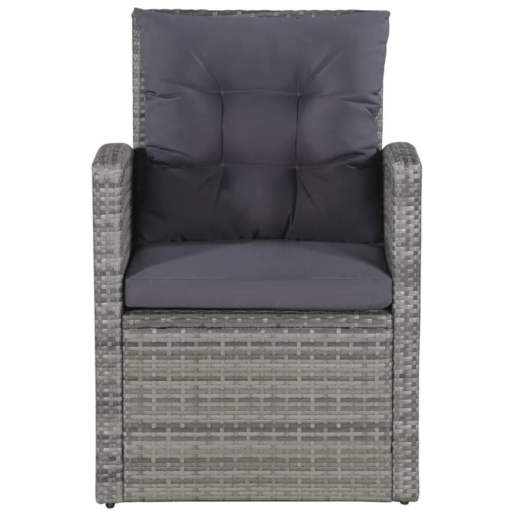 6-tlg. Garten-Lounge-Set mit Auflagen Poly Rattan Grau