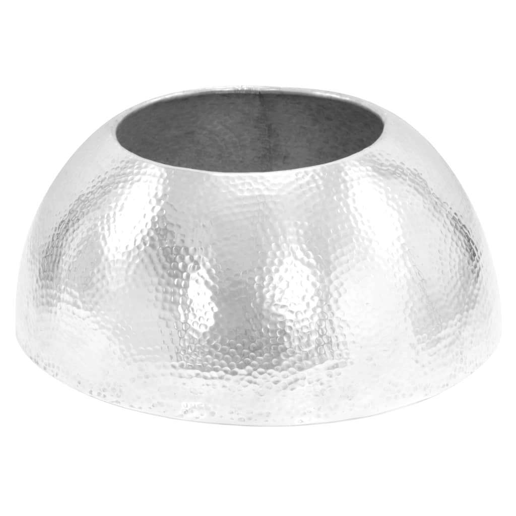 Coffee table made of hammered aluminum 70 x 30 cm silver