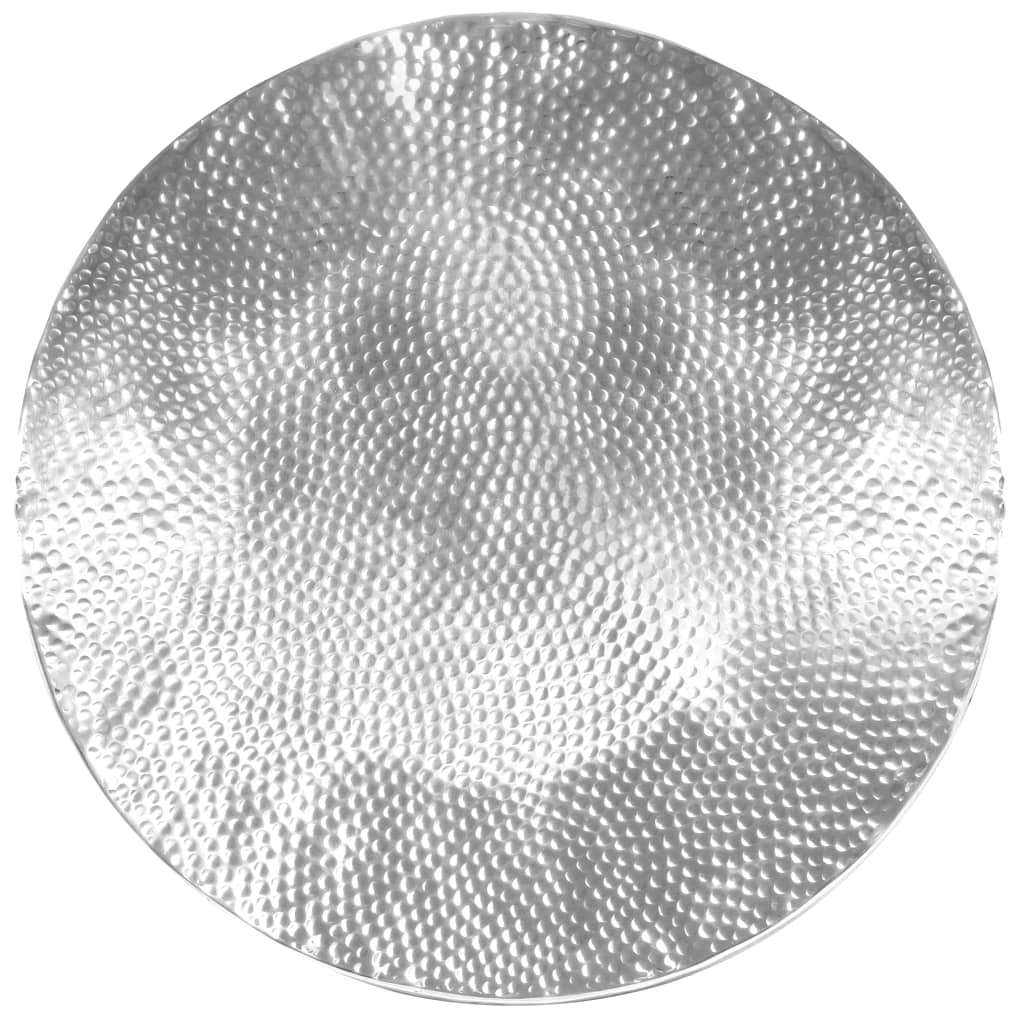 Coffee table made of hammered aluminum 70 x 30 cm silver