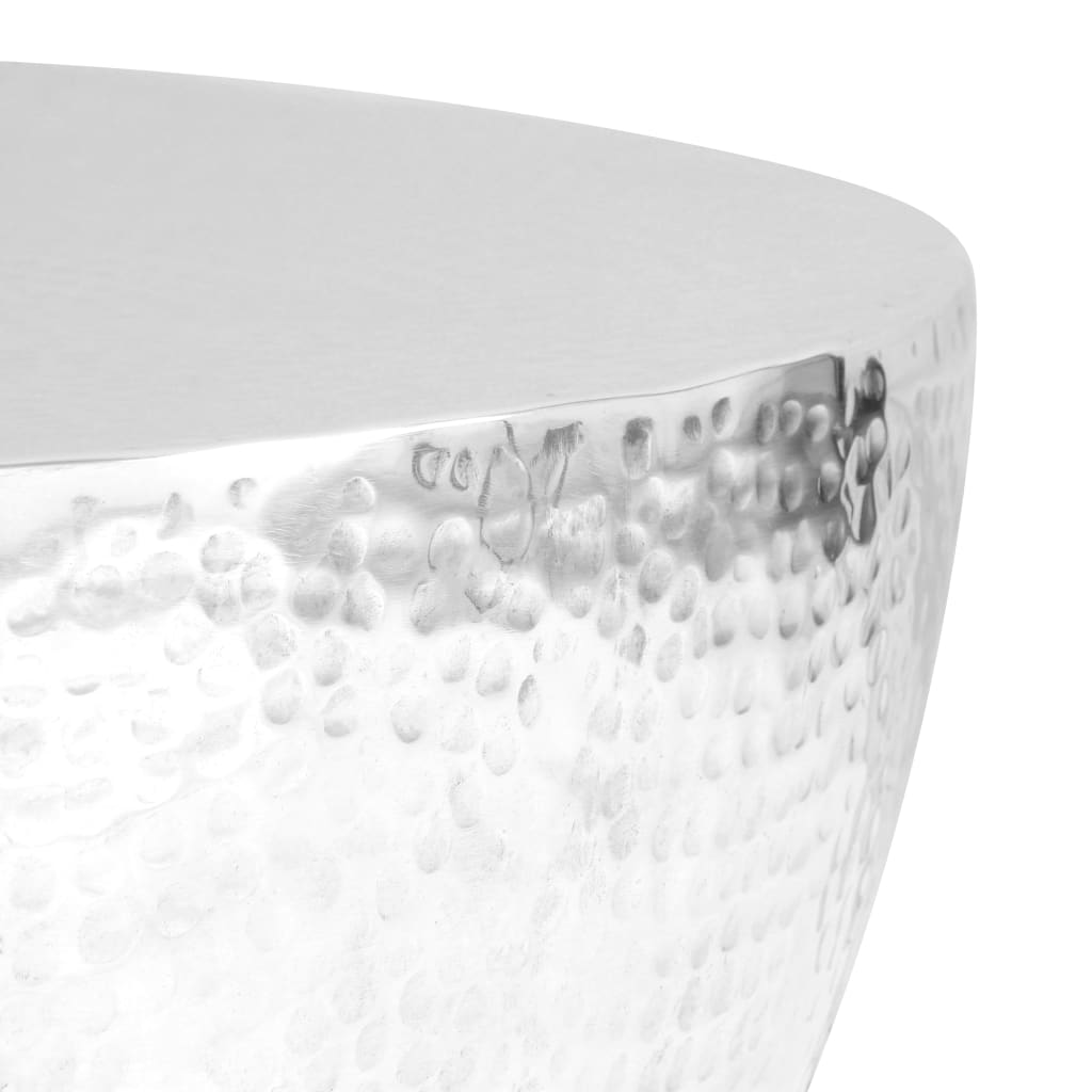 Coffee table made of hammered aluminum 70 x 30 cm silver