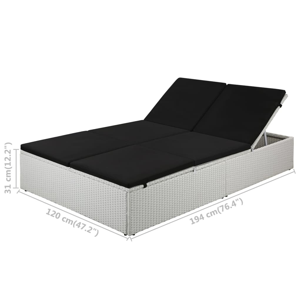 Bain de soleil avec coussin poly rotin noir