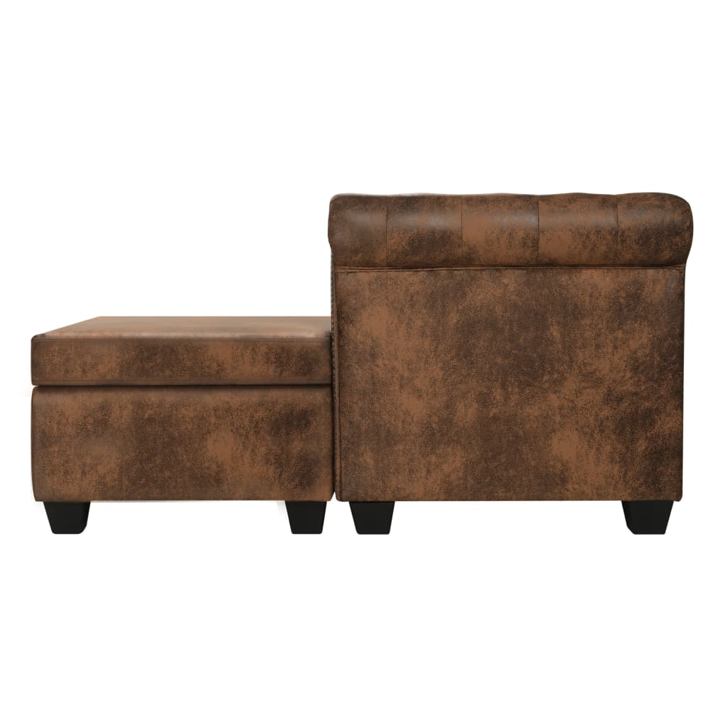 Chesterfield-Sofa L-Form Kunstwildleder Braun