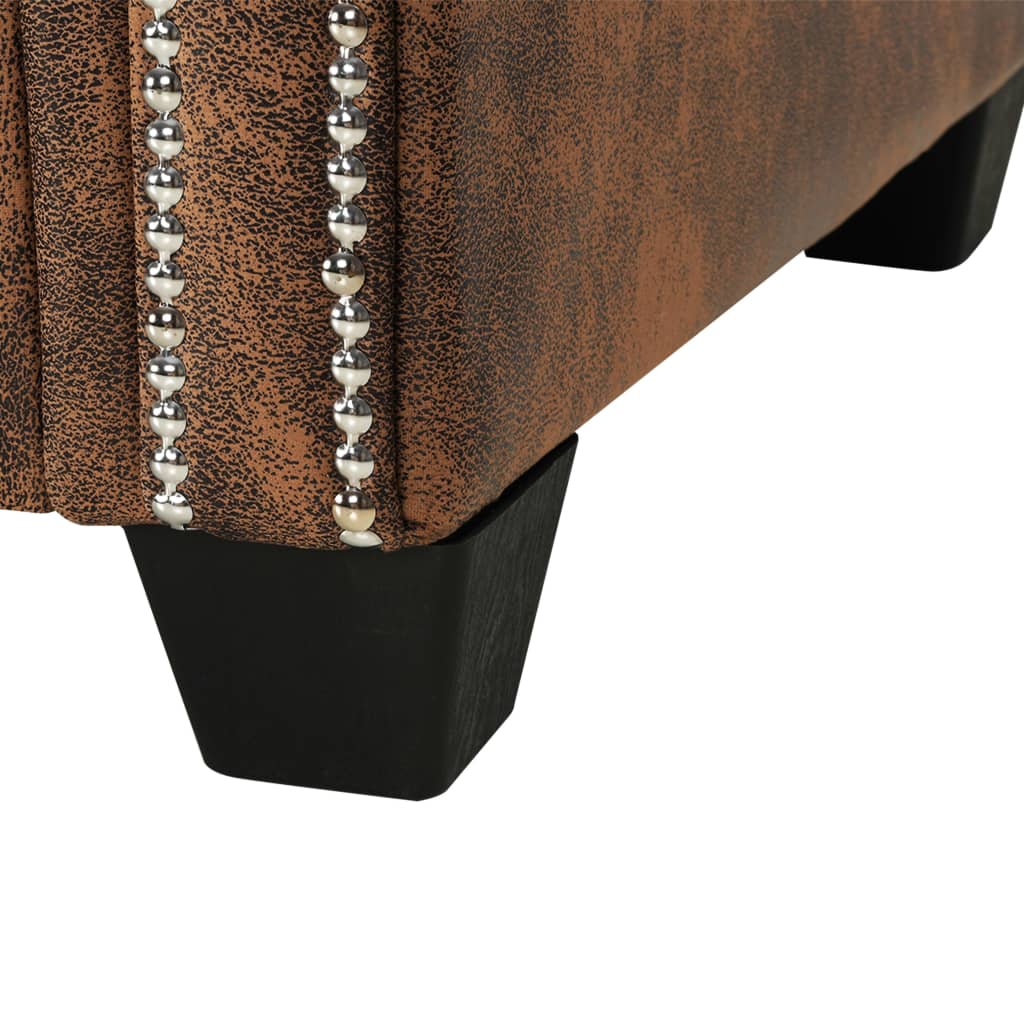 Chesterfield-Sofa L-Form Kunstwildleder Braun