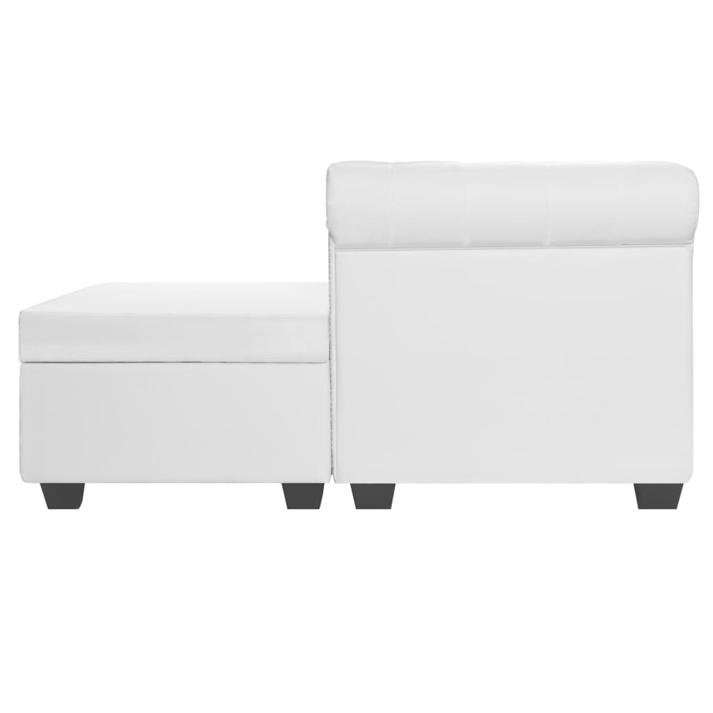 Canapé Chesterfield en L en similicuir blanc