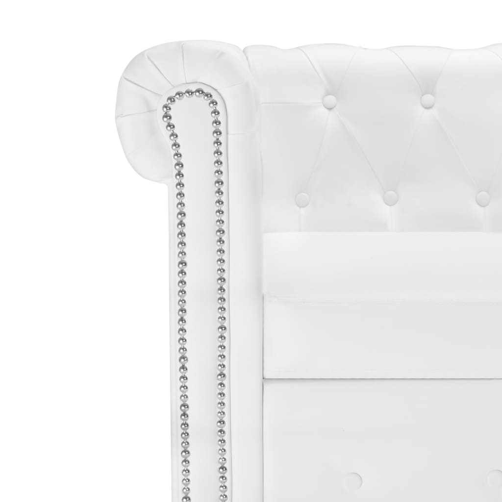 Canapé Chesterfield en L en similicuir blanc