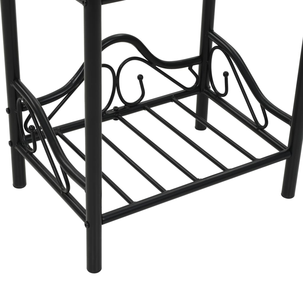 Tables de chevet, lot de 2, acier et verre trempé, 45 x 30,5 x 60 cm, noir