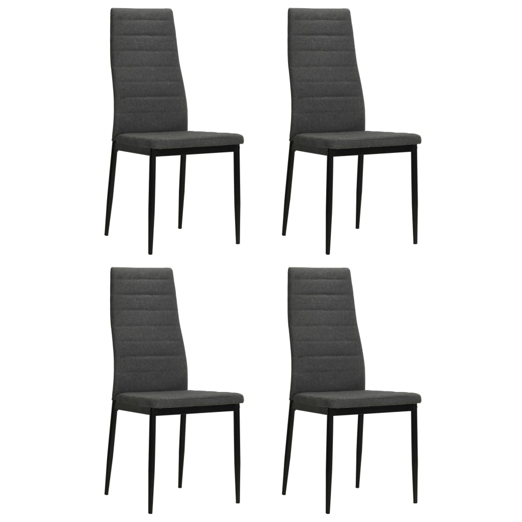 Dining chairs 4 pcs. Grey solid wood rubberwood and fabric