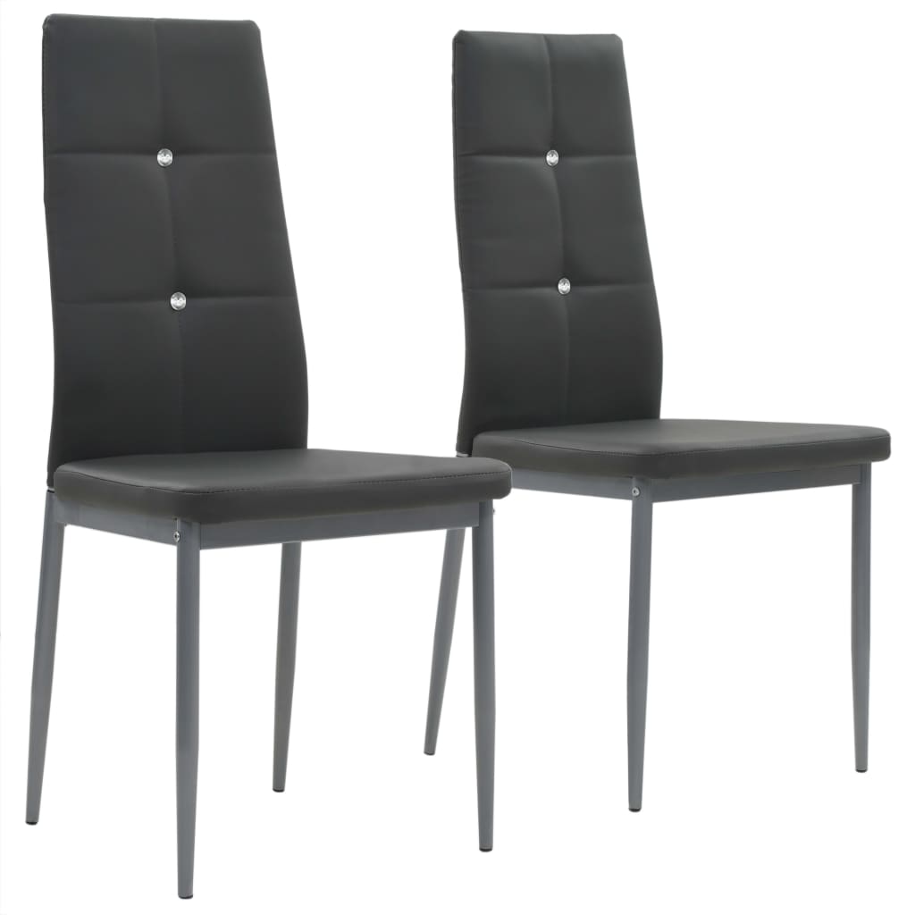 Chaises de salle à manger, lot de 2, similicuir gris
