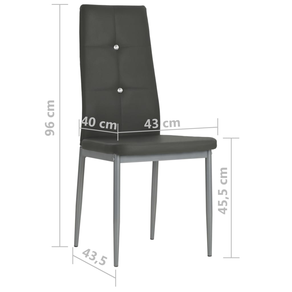 Chaises de salle à manger, lot de 2, similicuir gris