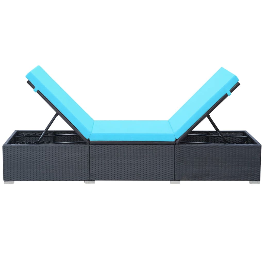 Bain de soleil avec coussin poly rotin noir