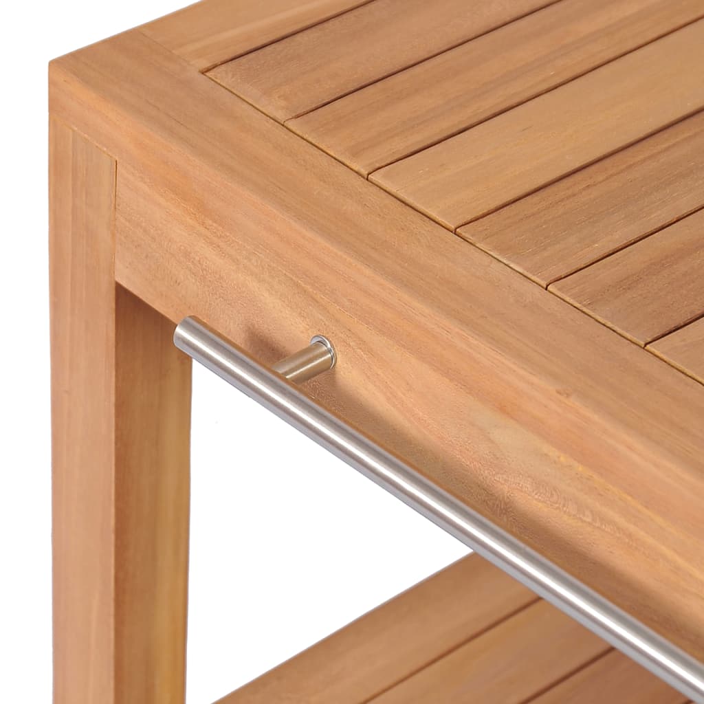 Meuble sous vasque avec 4 paniers, teck massif 132x45x75 cm