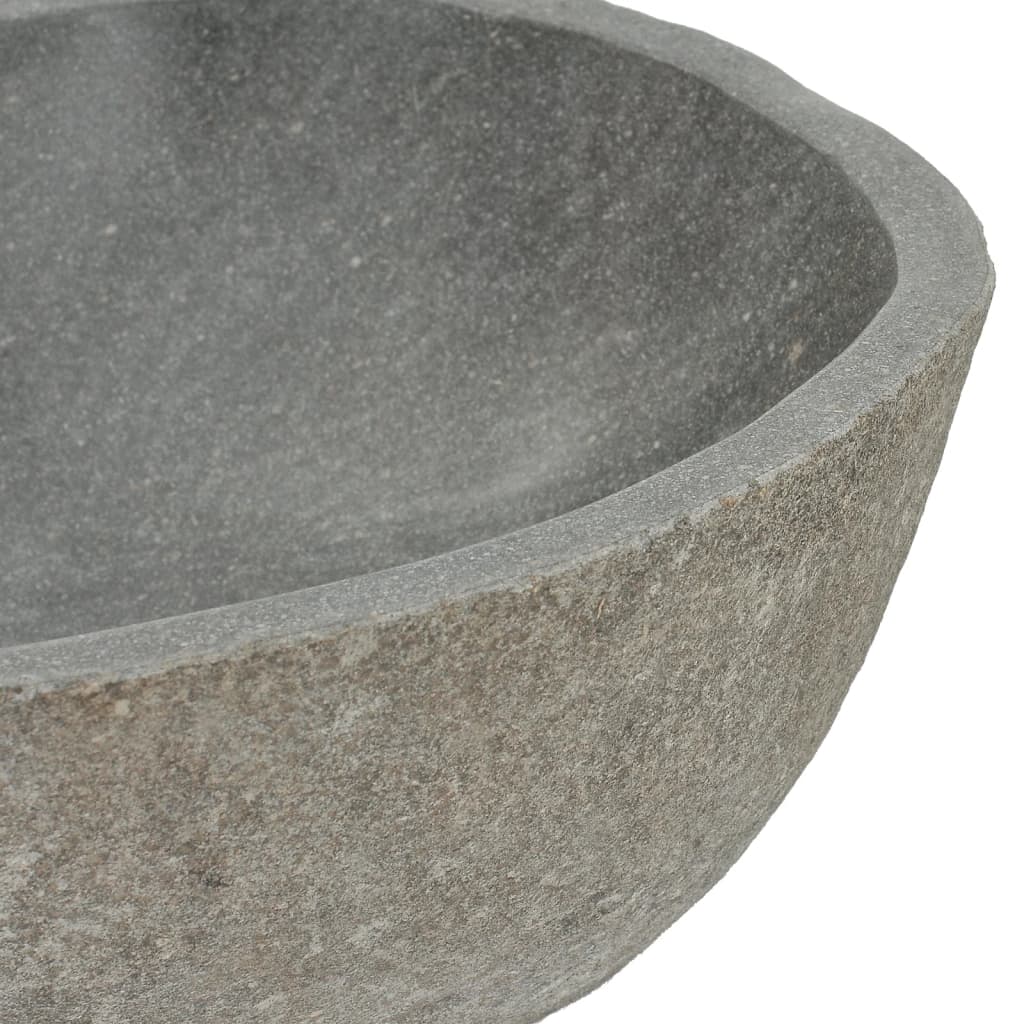 Meuble sous-vasque en teck massif avec lavabo en pierre de rivière
