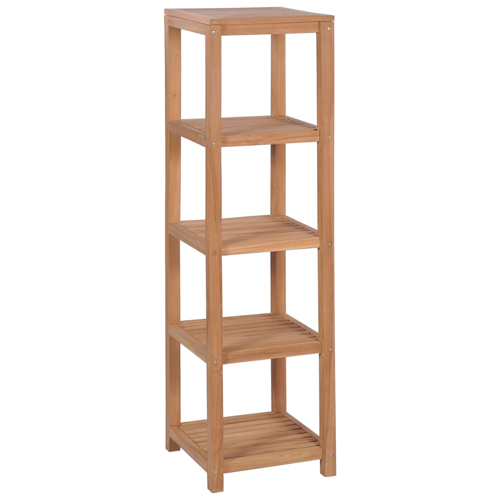 Bathroom shelf with 4 shelves, solid teak wood, 42 x 42 x 165 cm