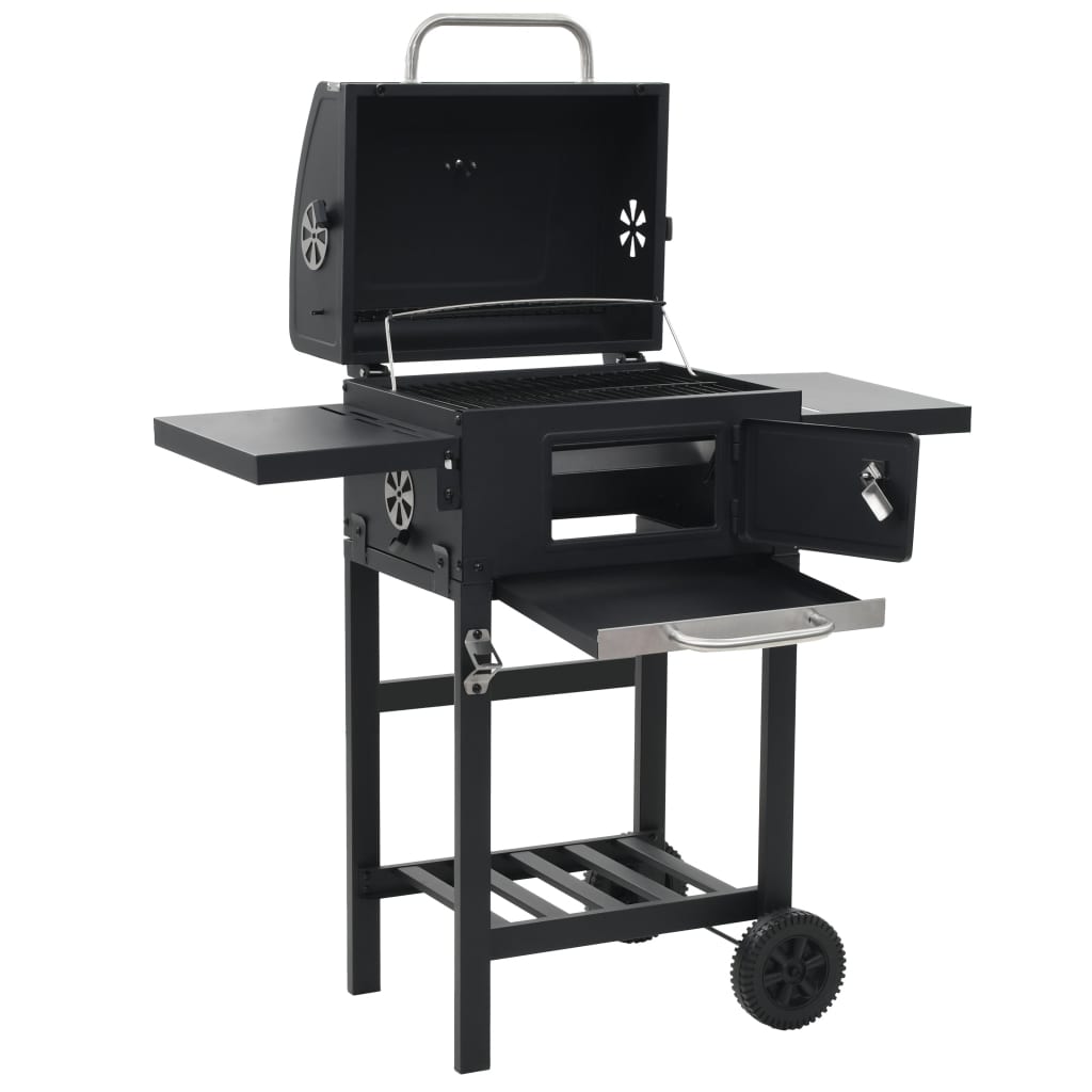 Charcoal Grill with Lower Shelf Black