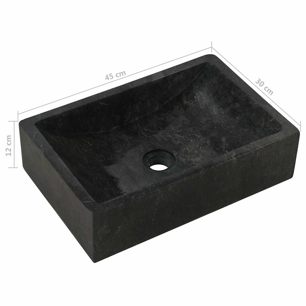 Waschbecken 45x30x12 cm Marmor Hochglanz-Schwarz
