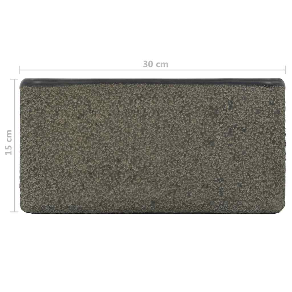 Waschbecken 30x30x15 cm Flussstein Schwarz