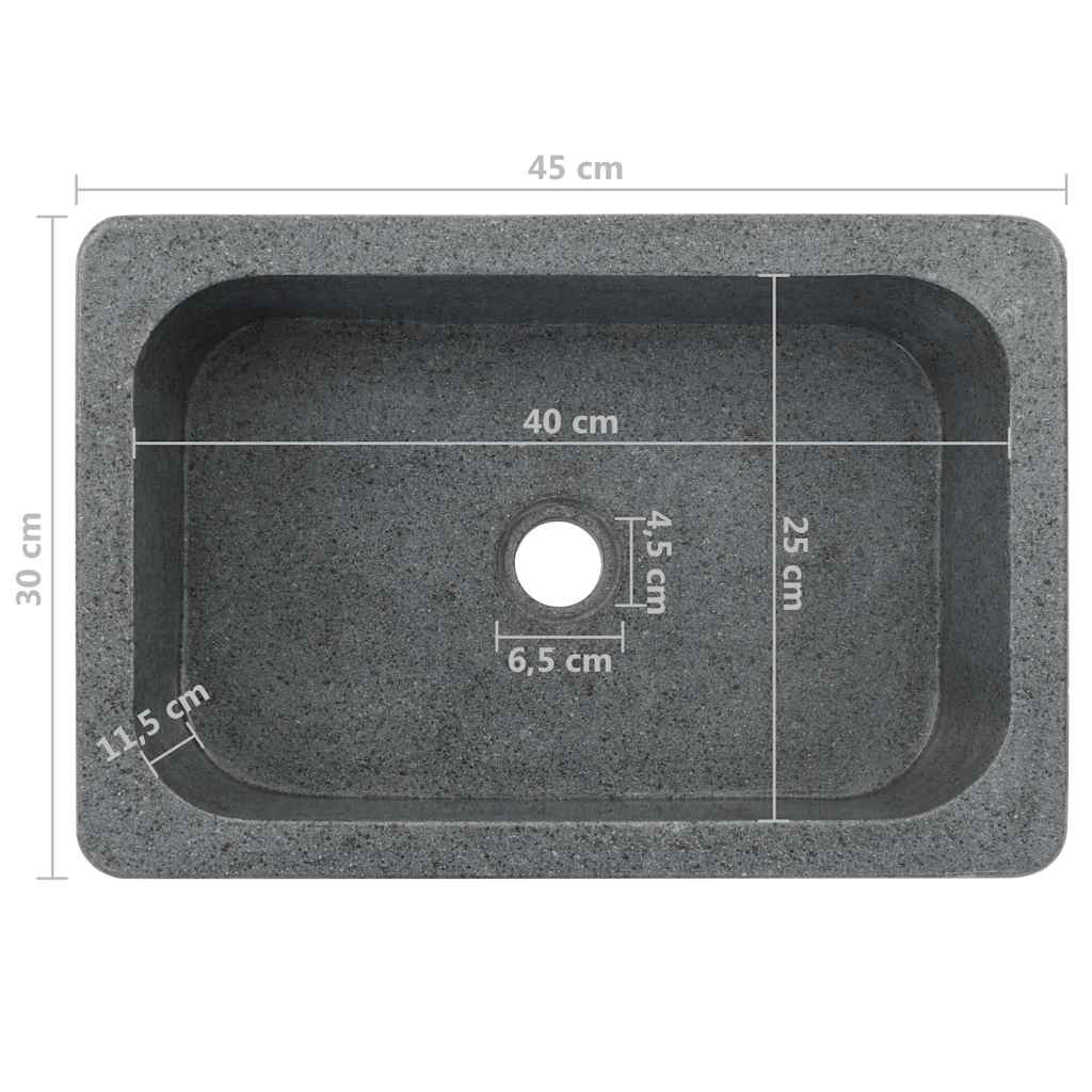 Waschbecken 45x30x15 cm Flussstein Schwarz