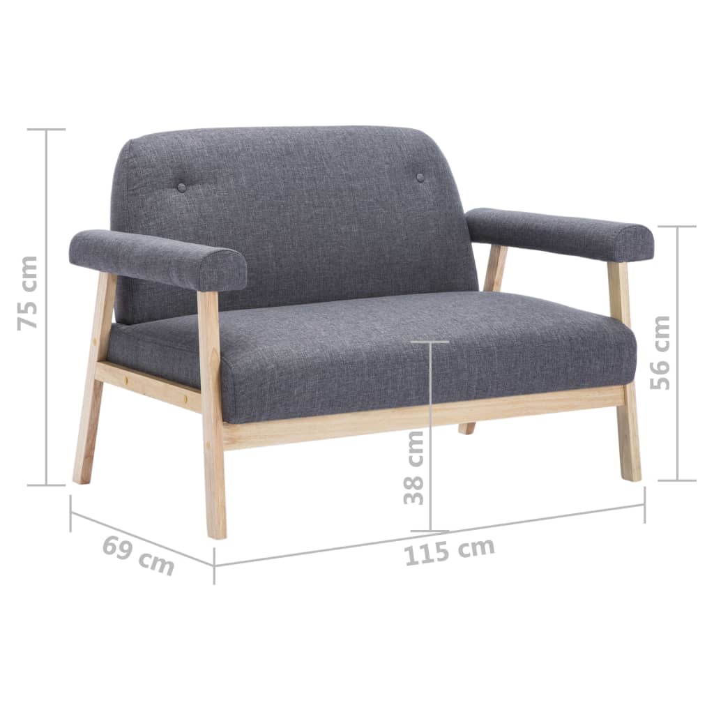 Canapé 2 places en tissu gris foncé